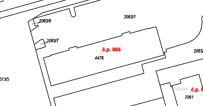 Pražské Předměstí 995, Jaroměř na parcele st. 4476 v KÚ Jaroměř, Katastrální mapa