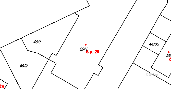 Josefův Důl 29 na parcele st. 29/1 v KÚ Josefův Důl u Mladé Boleslavi, Katastrální mapa
