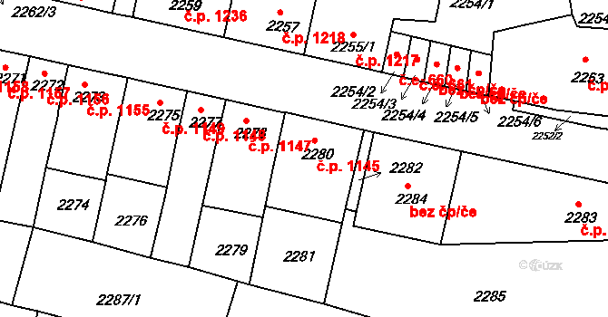 Tachov 1145 na parcele st. 2280 v KÚ Tachov, Katastrální mapa
