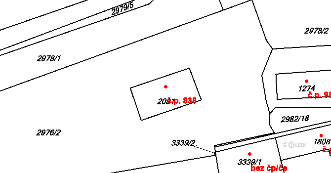 Stříbro 838 na parcele st. 2091 v KÚ Stříbro, Katastrální mapa