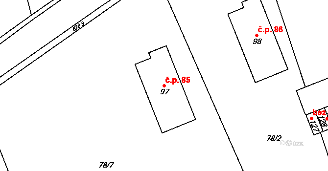 Lubno 85, Nechanice na parcele st. 97 v KÚ Lubno u Nechanic, Katastrální mapa
