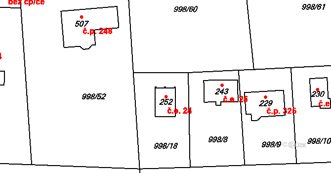 Želivec 24, Sulice na parcele st. 252 v KÚ Sulice, Katastrální mapa