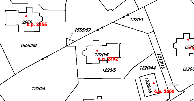 Rožnov pod Radhoštěm 2382 na parcele st. 1220/6 v KÚ Tylovice, Katastrální mapa