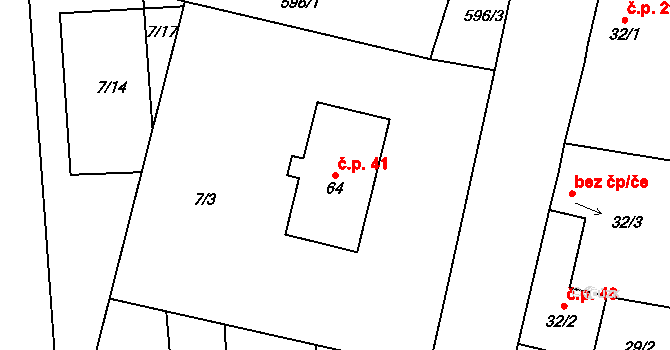 Senožaty 41, Bechyně na parcele st. 64 v KÚ Senožaty u Bechyně, Katastrální mapa
