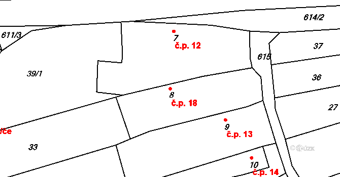 Libenice 18, Borotín na parcele st. 8 v KÚ Libenice u Tábora, Katastrální mapa