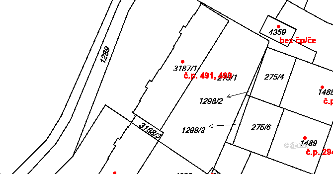 Holínské Předměstí 490,491, Jičín na parcele st. 3187/1 v KÚ Jičín, Katastrální mapa