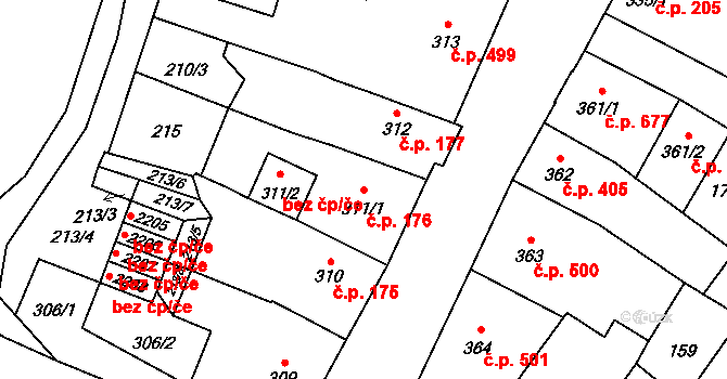 Hořice 176 na parcele st. 311/1 v KÚ Hořice v Podkrkonoší, Katastrální mapa