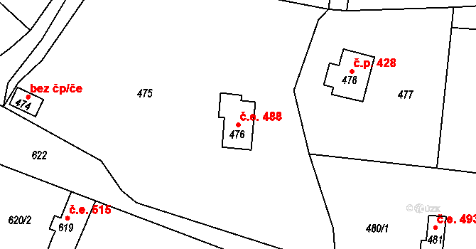 Brná 488, Ústí nad Labem na parcele st. 476 v KÚ Brná nad Labem, Katastrální mapa