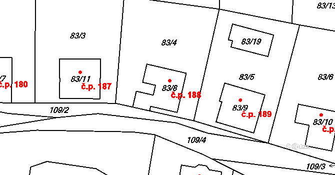 Čelkovice 188, Tábor na parcele st. 83/8 v KÚ Čelkovice, Katastrální mapa