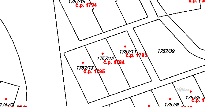 Pelhřimov 1784 na parcele st. 1757/12 v KÚ Pelhřimov, Katastrální mapa