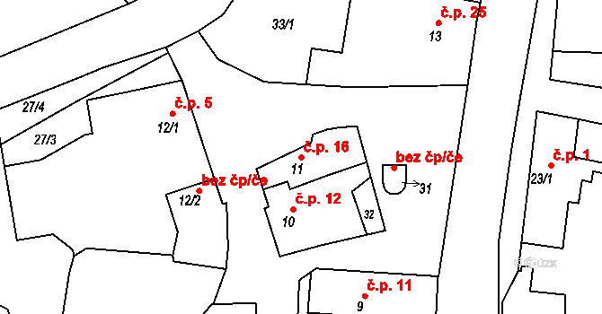 Víska 16, Litovel na parcele st. 11 v KÚ Víska u Litovle, Katastrální mapa
