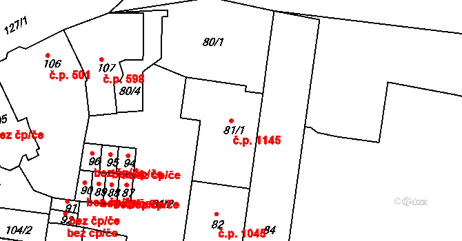 Sokolov 1145 na parcele st. 81/1 v KÚ Sokolov, Katastrální mapa