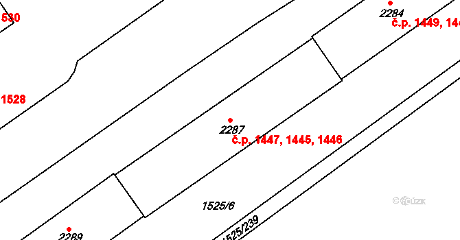 Sokolov 1445,1446,1447 na parcele st. 2287 v KÚ Sokolov, Katastrální mapa