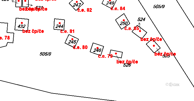 Dřenice 79, Cheb na parcele st. 246 v KÚ Dřenice u Chebu, Katastrální mapa