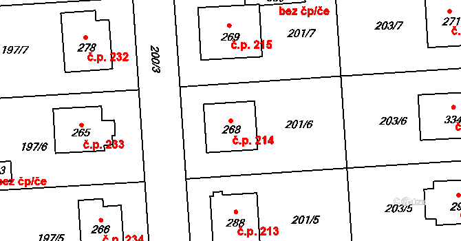 Luby 214, Klatovy na parcele st. 268 v KÚ Luby, Katastrální mapa