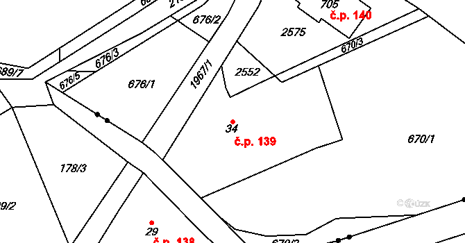 Deštné v Orlických horách 139 na parcele st. 34 v KÚ Deštné v Orlických horách, Katastrální mapa