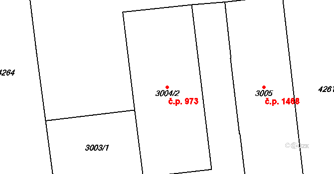 Vinohrady 973, Praha na parcele st. 3004/2 v KÚ Vinohrady, Katastrální mapa