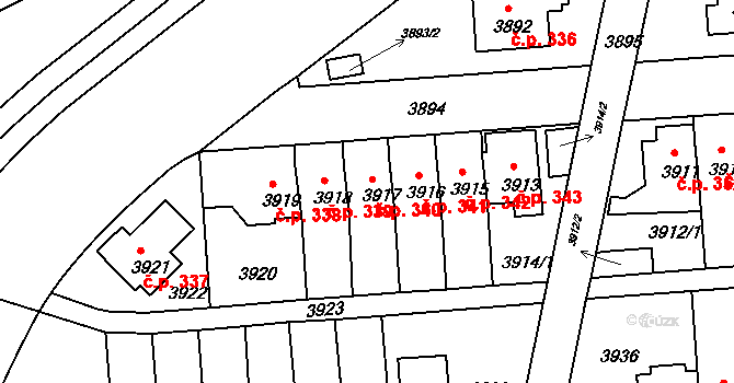 Záběhlice 340, Praha na parcele st. 3917 v KÚ Záběhlice, Katastrální mapa