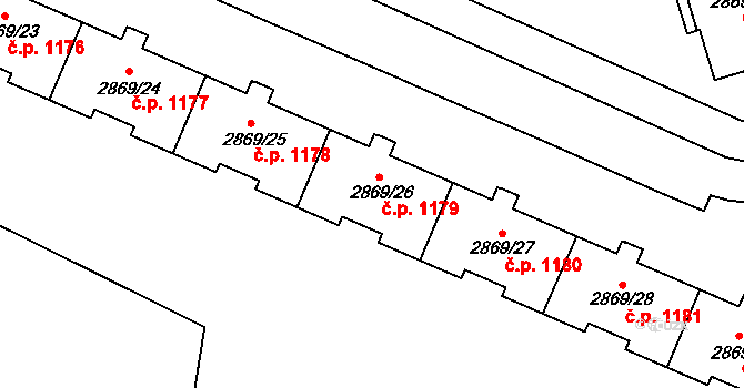 Krč 1179, Praha na parcele st. 2869/26 v KÚ Krč, Katastrální mapa