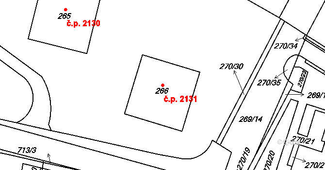 Komořany 2131, Praha na parcele st. 266 v KÚ Komořany, Katastrální mapa