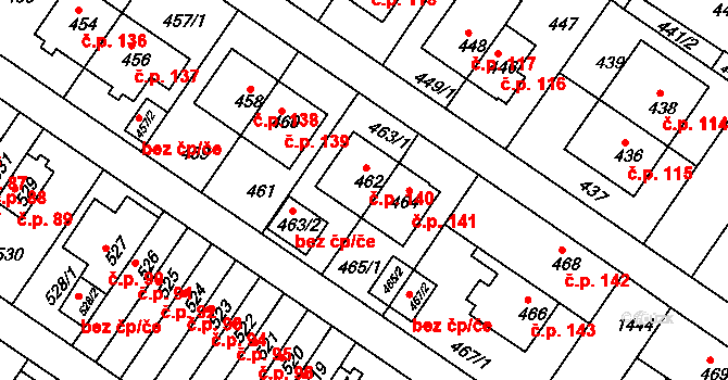 Jinonice 140, Praha na parcele st. 462 v KÚ Jinonice, Katastrální mapa