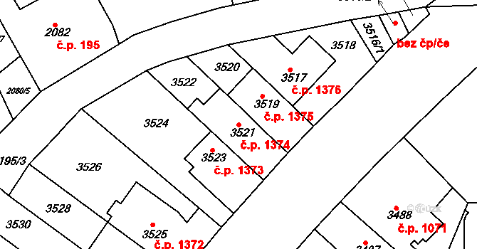 Dejvice 1374, Praha na parcele st. 3521 v KÚ Dejvice, Katastrální mapa