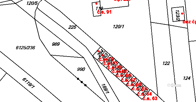 Březenec 72, Jirkov na parcele st. 264 v KÚ Březenec, Katastrální mapa