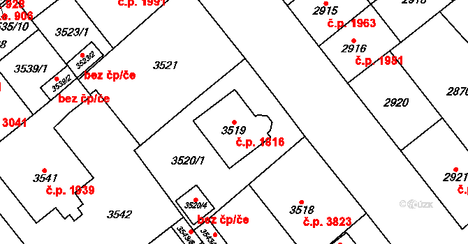 Chomutov 1816 na parcele st. 3519 v KÚ Chomutov I, Katastrální mapa