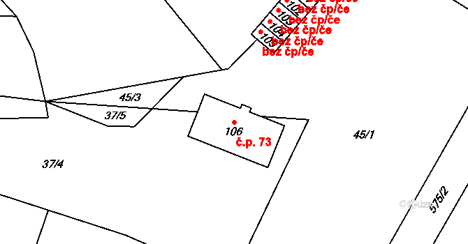 Černousy 73 na parcele st. 106 v KÚ Černousy, Katastrální mapa