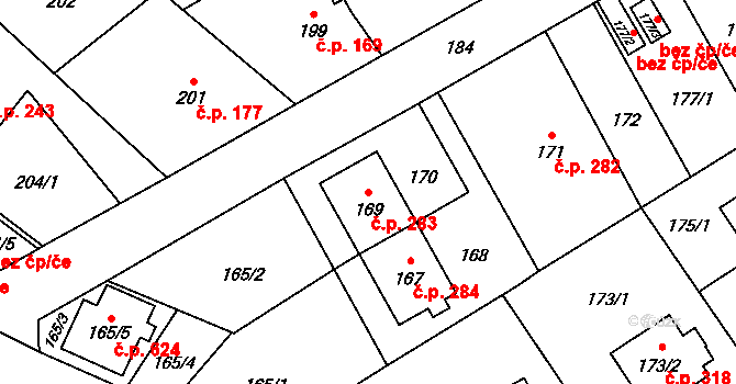 Liberec XII-Staré Pavlovice 283, Liberec na parcele st. 169 v KÚ Staré Pavlovice, Katastrální mapa