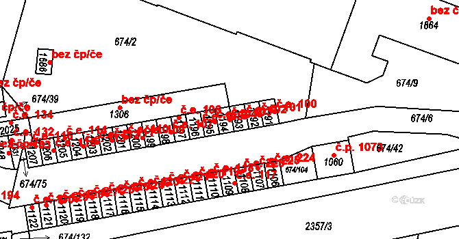 Rosice 103 na parcele st. 1194 v KÚ Rosice u Brna, Katastrální mapa