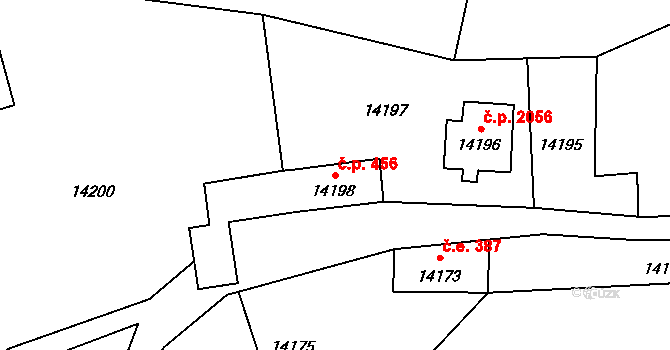 Vsetín 456 na parcele st. 14198 v KÚ Vsetín, Katastrální mapa