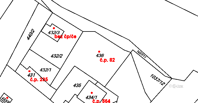 Křimice 82, Plzeň na parcele st. 436 v KÚ Křimice, Katastrální mapa