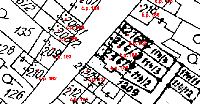 Žiželice 189 na parcele st. 216/2 v KÚ Žiželice nad Cidlinou, Katastrální mapa
