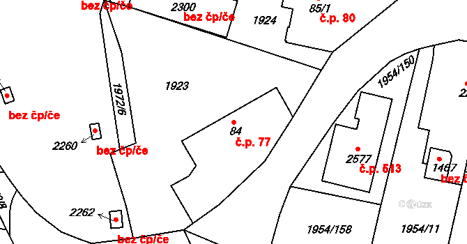 Litice 77, Plzeň na parcele st. 84 v KÚ Litice u Plzně, Katastrální mapa