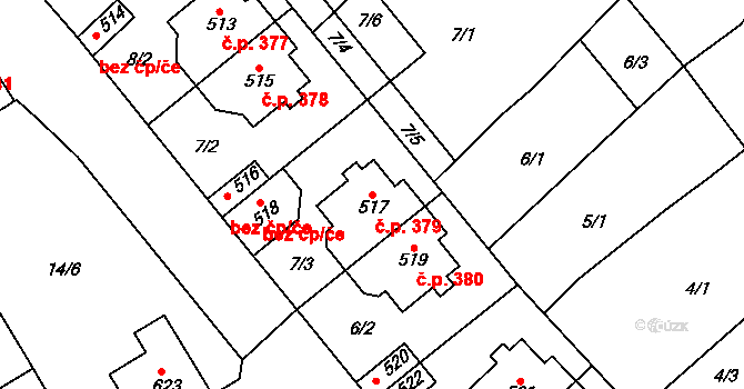 Držovice 379 na parcele st. 517 v KÚ Držovice na Moravě, Katastrální mapa