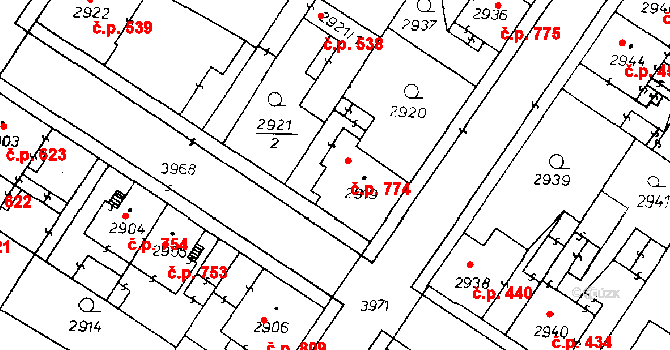 Poděbrady III 774, Poděbrady na parcele st. 2919 v KÚ Poděbrady, Katastrální mapa