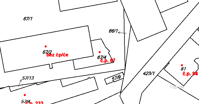 Liberec IX-Janův Důl 67, Liberec na parcele st. 67/2 v KÚ Janův Důl u Liberce, Katastrální mapa