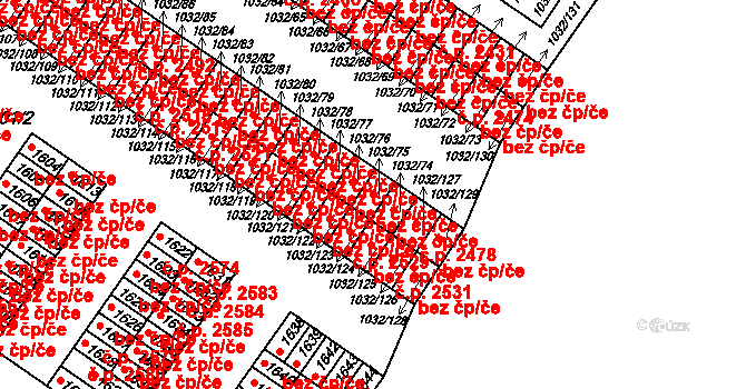 Uničov 2480 na parcele st. 1032/75 v KÚ Uničov, Katastrální mapa