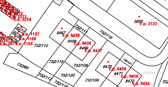 Zlín 5437 na parcele st. 8469 v KÚ Zlín, Katastrální mapa