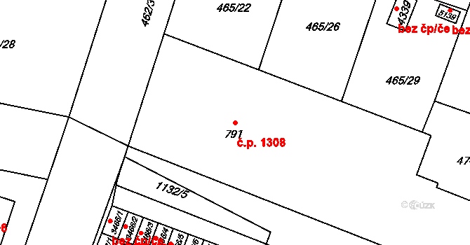 Vítkovice 1308, Ostrava na parcele st. 791 v KÚ Zábřeh-VŽ, Katastrální mapa