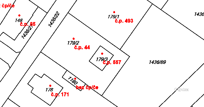 Čerčany 557 na parcele st. 179/3 v KÚ Čerčany, Katastrální mapa