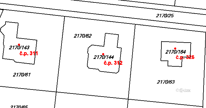 Životice 312, Havířov na parcele st. 2170/144 v KÚ Bludovice, Katastrální mapa
