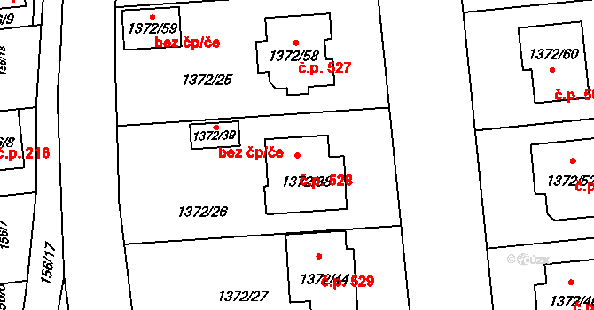 Žabčice 528 na parcele st. 1372/38 v KÚ Žabčice, Katastrální mapa
