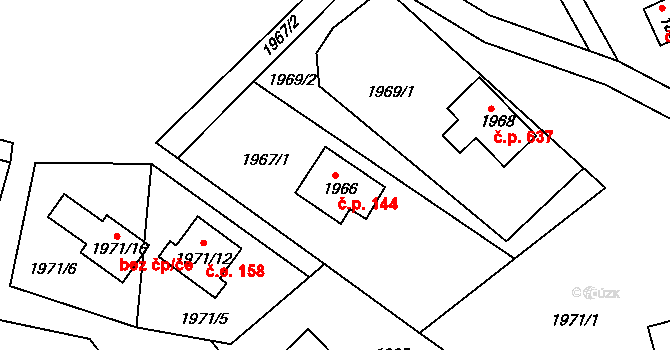 Želechovice nad Dřevnicí 144 na parcele st. 1966 v KÚ Želechovice nad Dřevnicí, Katastrální mapa