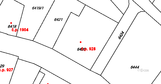 Varnsdorf 928 na parcele st. 6420 v KÚ Varnsdorf, Katastrální mapa