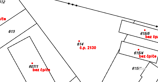 Sokolov 2130 na parcele st. 614 v KÚ Sokolov, Katastrální mapa