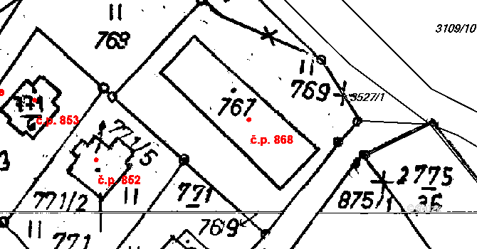 Rychnov u Jablonce nad Nisou 868 na parcele st. 767 v KÚ Rychnov u Jablonce nad Nisou, Katastrální mapa