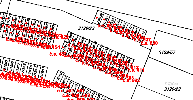 Bystřice nad Pernštejnem 616 na parcele st. 3129/39 v KÚ Bystřice nad Pernštejnem, Katastrální mapa