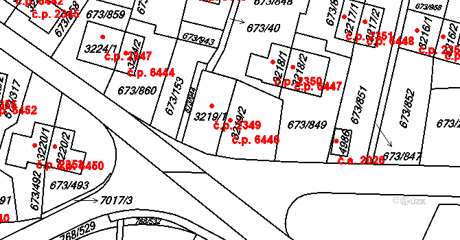 Zlín 6446 na parcele st. 3219/2 v KÚ Zlín, Katastrální mapa